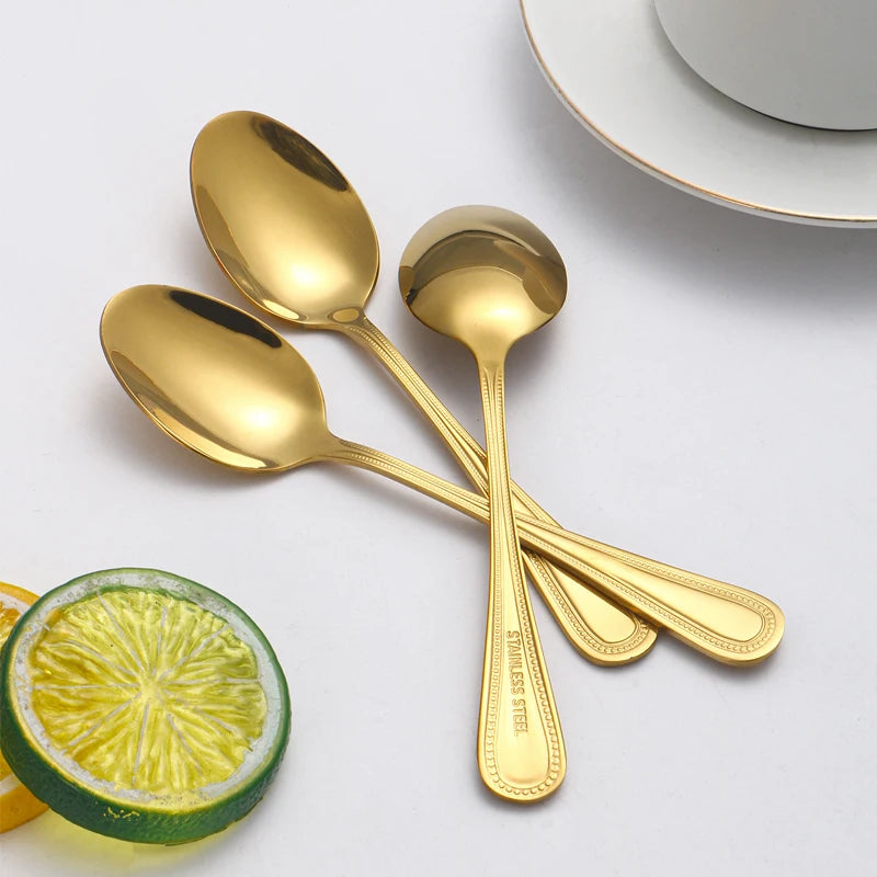 4/8/12PCS Stainless steel mirror Light Gold dessert spoon Coffee spoon suitable for hotel restaurant home kitchen