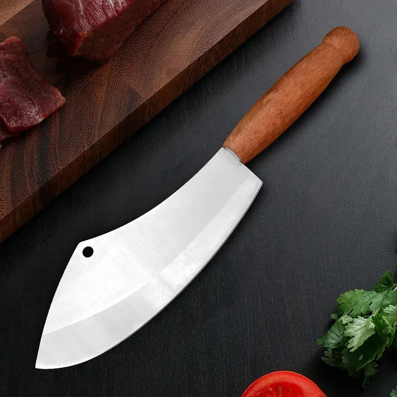 Cuchillo de Cocina Forjado – Multiusos, Mango de Madera, Ideal para Carne y Verduras