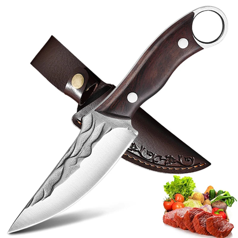 Cuchillo Deshuesador Forjado – Acero Inoxidable, Mango de Madera, Profesional