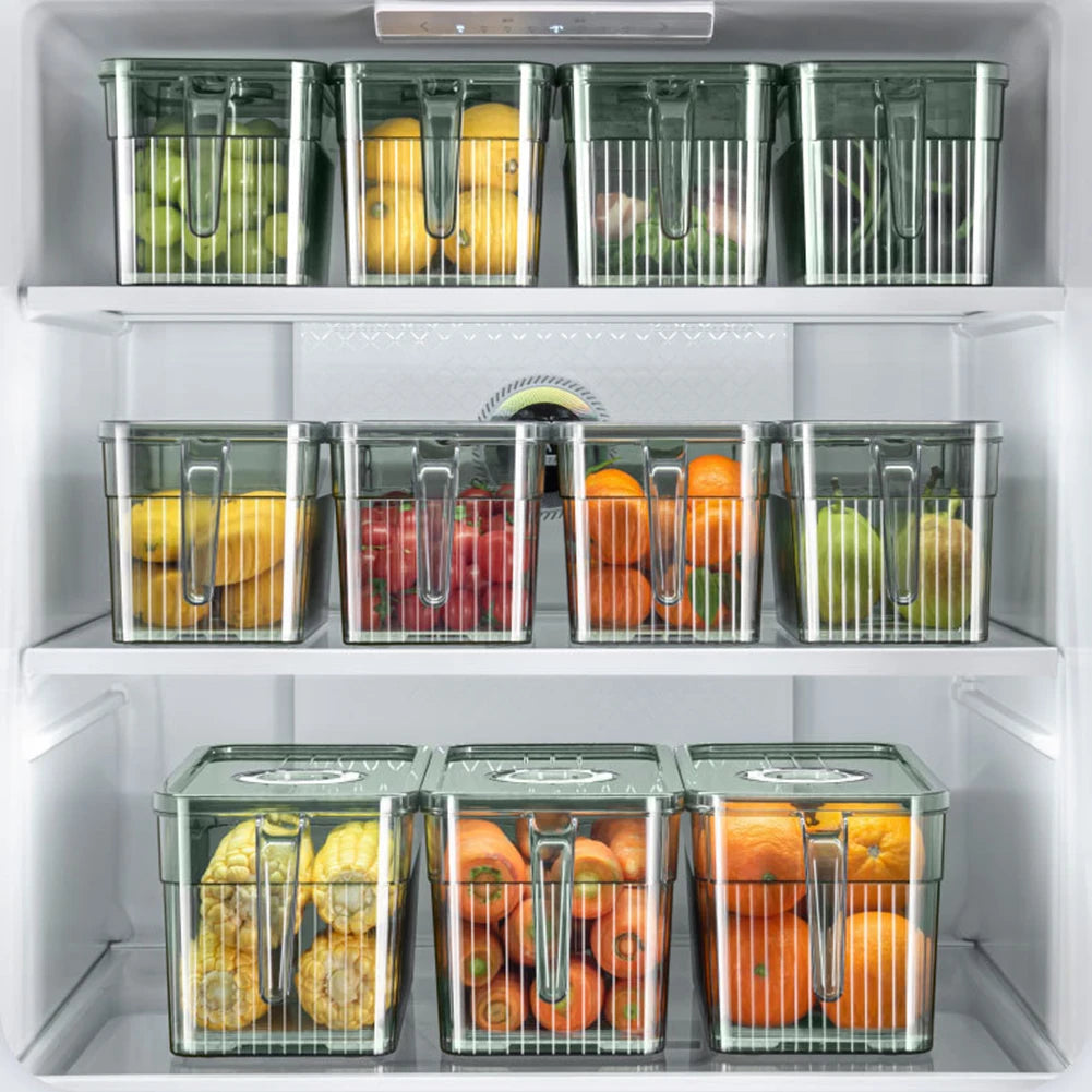 Refrigerator Organizer Kitchen Fridge Storage Box Fresh Keeping Vegetable Fruit Boxes Basket Storage Containers Time Keepers Box