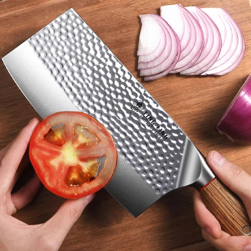 Cuchillo de Cocina Forjado – Acero Inoxidable, Rebanador Profesional con Diseño Martillado