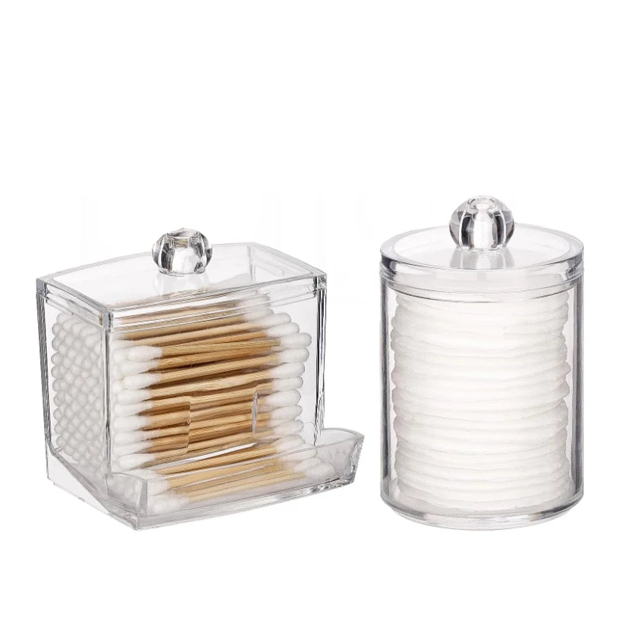 Acrylic swab Holders With Lid, Dust-proof Storage Jars for Swab, Jewelry, Powder Puffs, Beauty Eggs, Household Storage Box