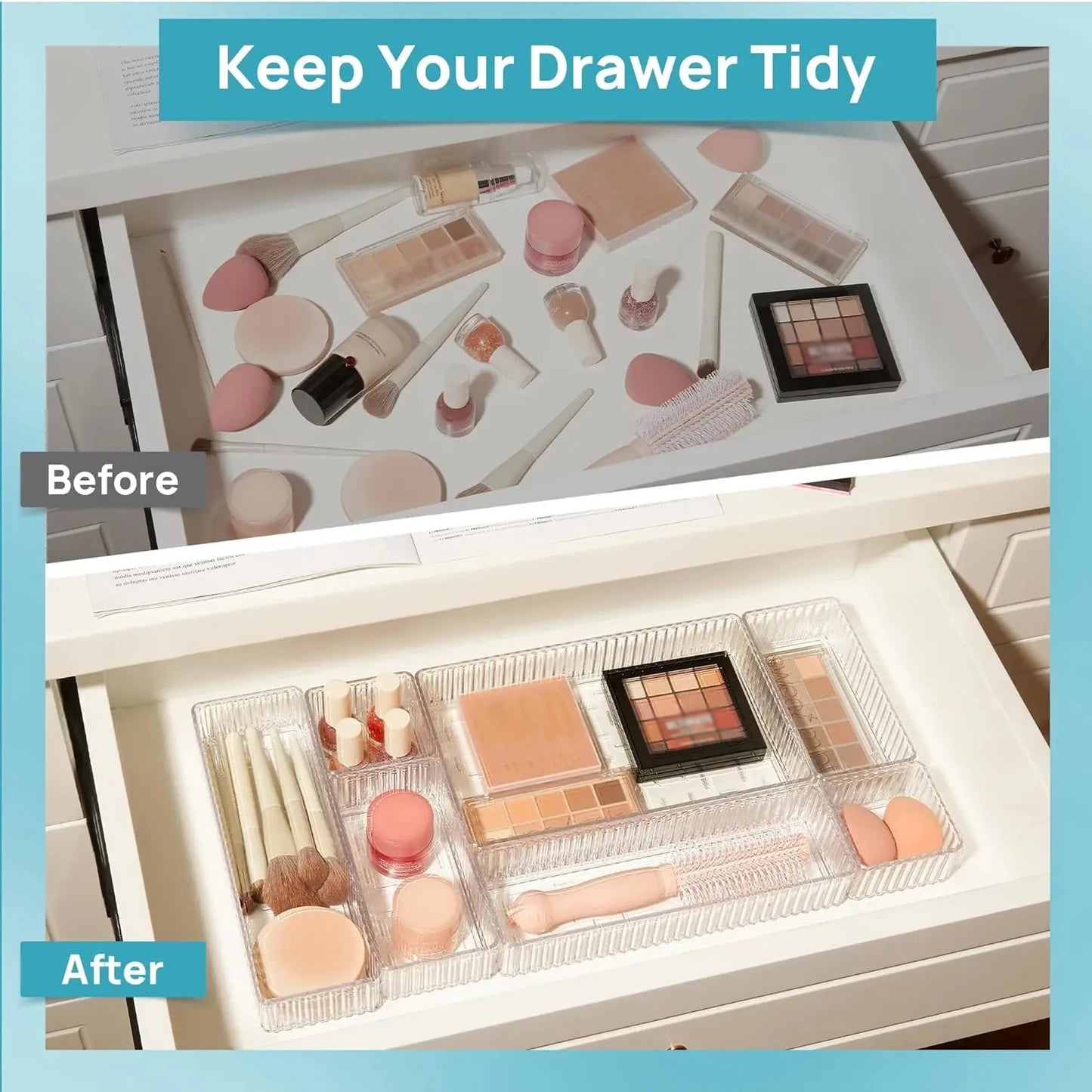 4/7PCS Acrylic Desk Drawer Organizers Set Clear Cosmetic Storage Box Makeup Organizer Transparent Storage Bin Bathroom Organizer