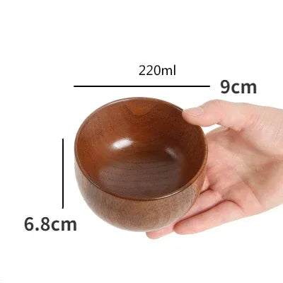 Japanese Wooden Bowls Jujube Wood Children Baby Adults Small Soup Bowls Solid Wood Salad Bowls Retro Household Tableware