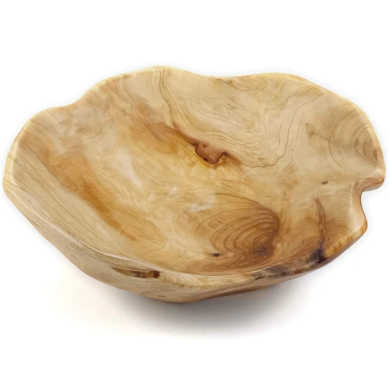 Wooden Fruit Salad Serving Bowl Hand-Carved Root Bowls Creative Living Room Real Wood Candy Bowl