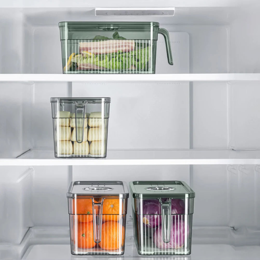 Refrigerator Organizer Kitchen Fridge Storage Box Fresh Keeping Vegetable Fruit Boxes Basket Storage Containers Time Keepers Box