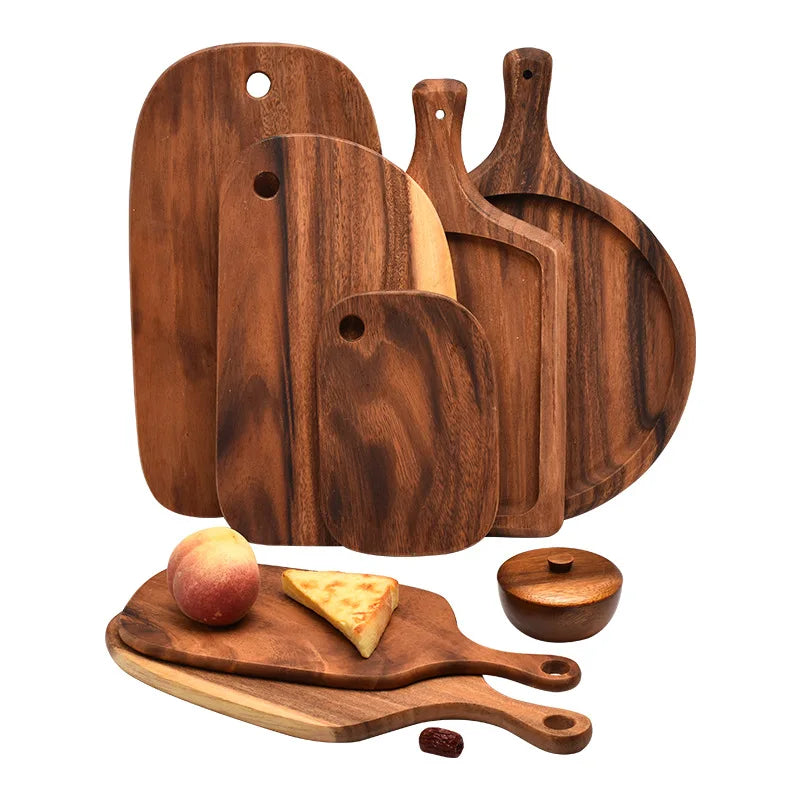 HEMU-Acacia Wood Bread Board, Wood Chopping Board, Western Style, Pizza, Sushi, Cutting Board, Cheese, Steak Tray, Wooden Fruit