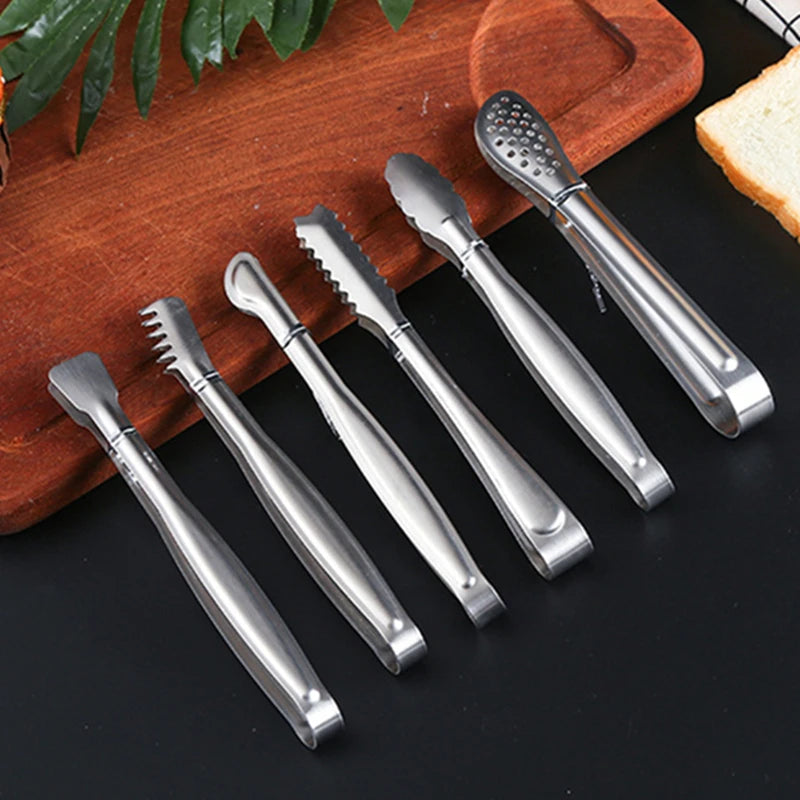 Dropshipping Stainless Steel Kitchen BBQ Tongs Non-stick Smart Grill Meat Clip Food Cooking Clamp Gold/Silver Accessories