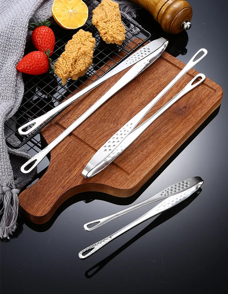 Food Tongs Stainless Steel Barbecue Tongs Meat Salad Steak Food Serving Tongs Tweezers Long BBQ Cooking Tongs Kitchen Utensils