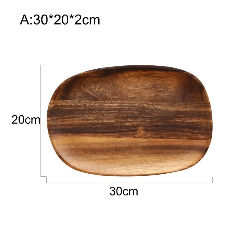 Solid Wood Dinner Plates Irregular Oval Serving Tray Fruit Dishes Dry Fruit Sushi Tea Tray Bread Wooden Plate Home Decoration