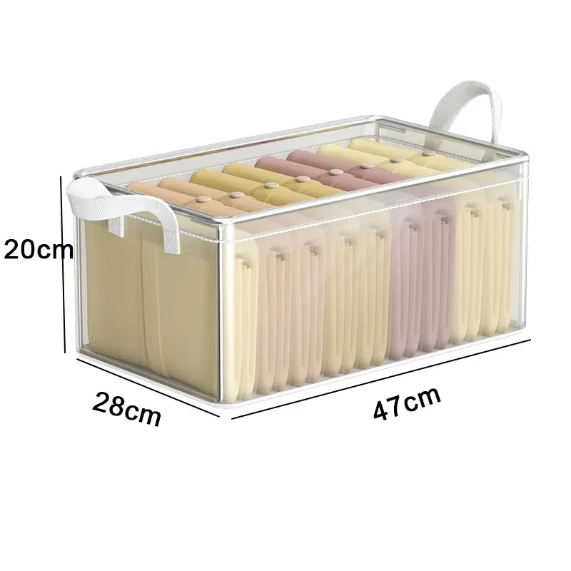 PVC Transparent Storage Basket for Clothes Underwear Storage Box Stainless Steel Frame Wardrobe Organizer Waterproof Cloth Box