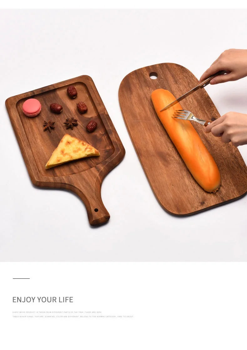 HEMU-Acacia Wood Bread Board, Wood Chopping Board, Western Style, Pizza, Sushi, Cutting Board, Cheese, Steak Tray, Wooden Fruit