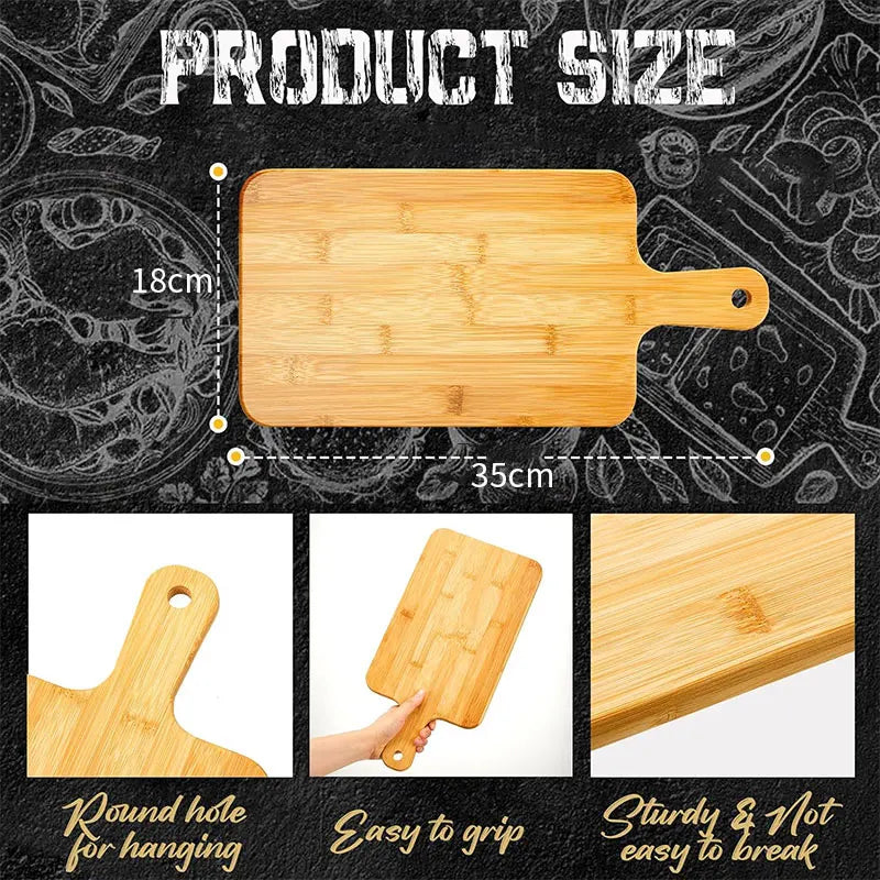 Bamboo Cutting Board with Handle Large Wooden Serving Board Kitchen Chopping Boards for Pizza Vegetables Meat