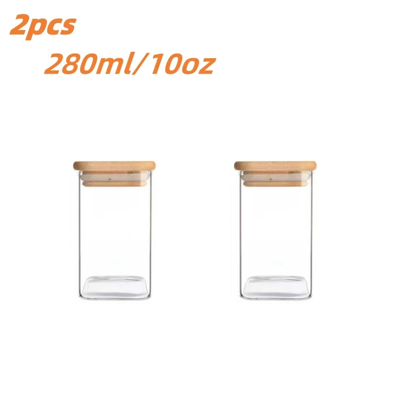 1/2/4/8pcs, 10oz Glass Jars With Airtight Lids, Candy Jars, Food Storage Containers With Bamboo Lids, Clear Jars