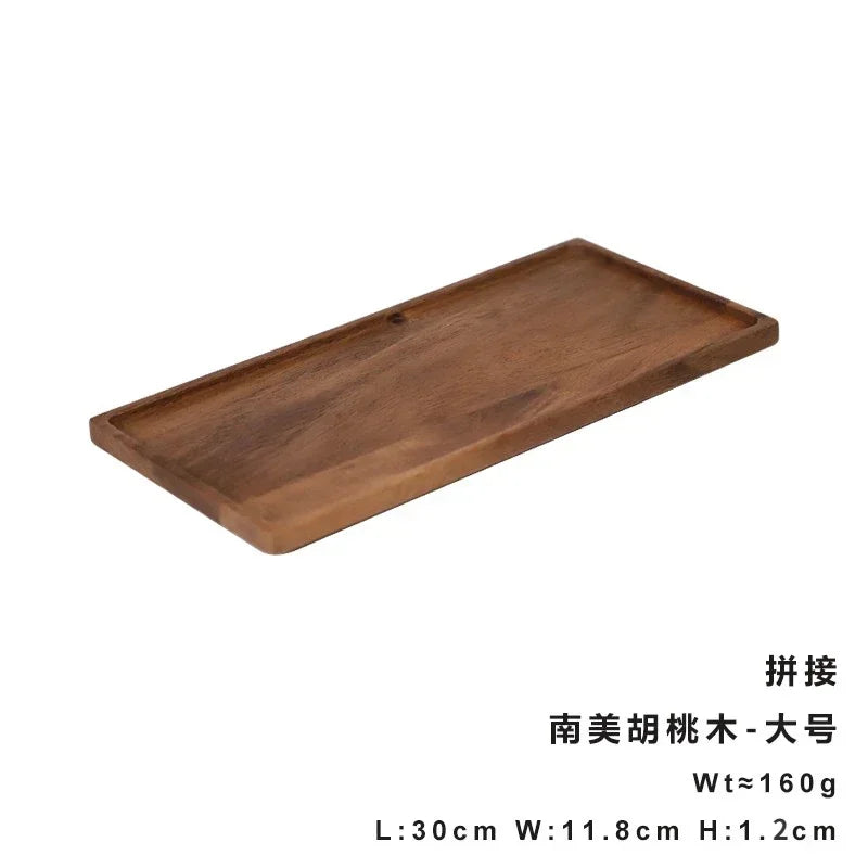 Rectangle Wooden Tea Tray Serving Table Plate Snacks Food Storage Dish for Hotel Home