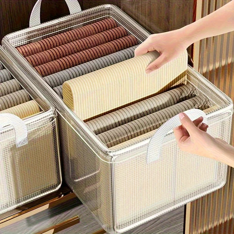 Stackable Closet Organizer with Handle Fabric Storage Box on Steel Frame Baskets Bins Containers for Home Organization