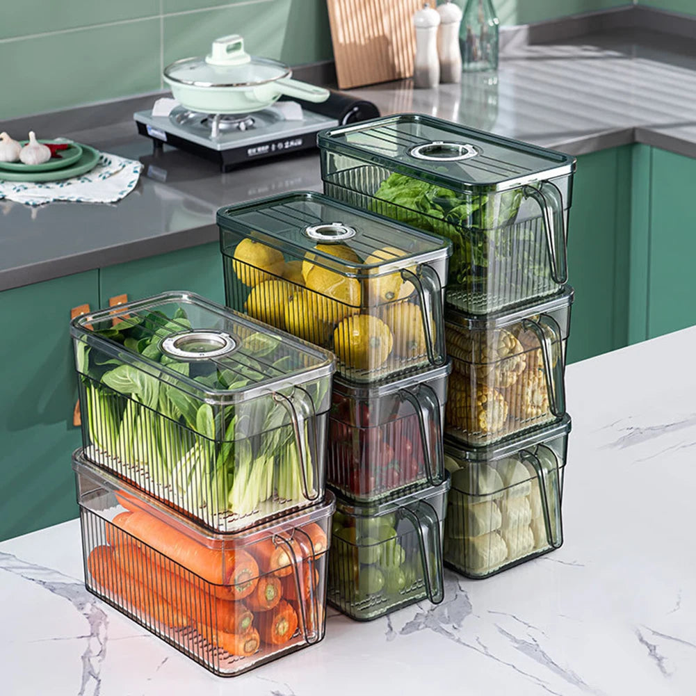 Refrigerator Organizer Kitchen Fridge Storage Box Fresh Keeping Vegetable Fruit Boxes Basket Storage Containers Time Keepers Box