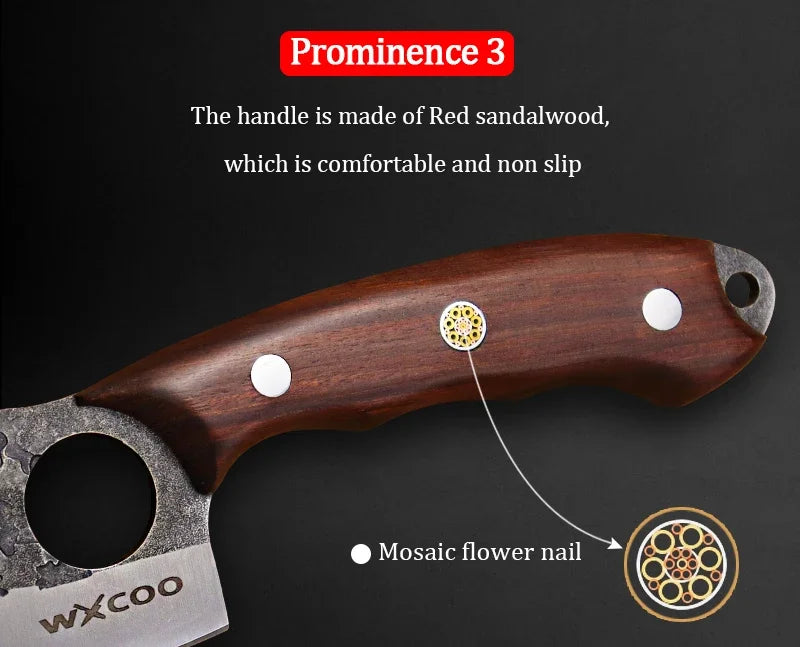 Cuchillo de Carnicero Forjado – Mango de Madera, Ideal para Cortar y Deshuesar Carne