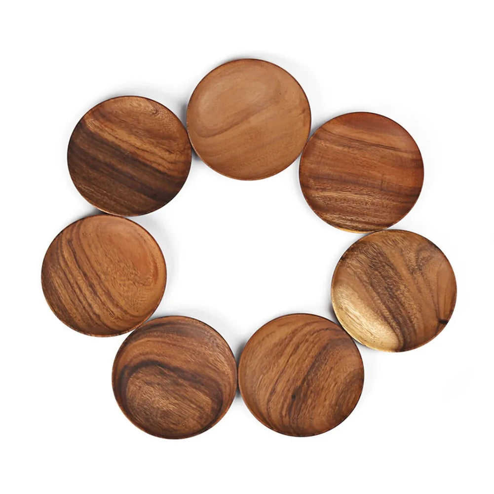 Wooden Plates Round Dinner Plates Tray Wooden Serving Platters for Home Decor, Food, Vegetables, Fruit, Charcuterie