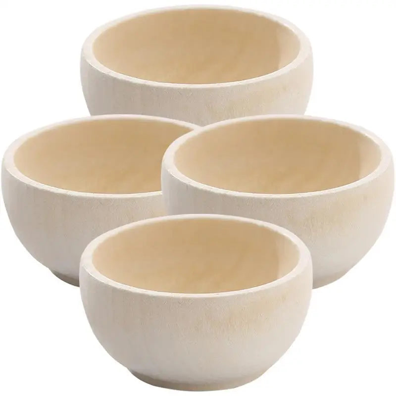 4pcs Mini Unique Small Wood Bowls Kids Wooden Bowl Toy Unfinished Wood Playthings DIY Wooden Cutlery DIY Supplies For Kids