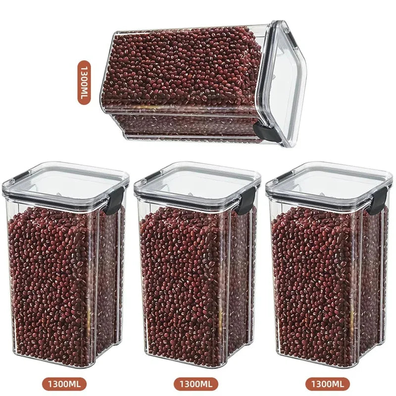 460-1800ml Sealed Jars Kitchen Grain Storage Organizer Large Tank Plastic Moisture-proof Storage Box Household Seasoning Jars