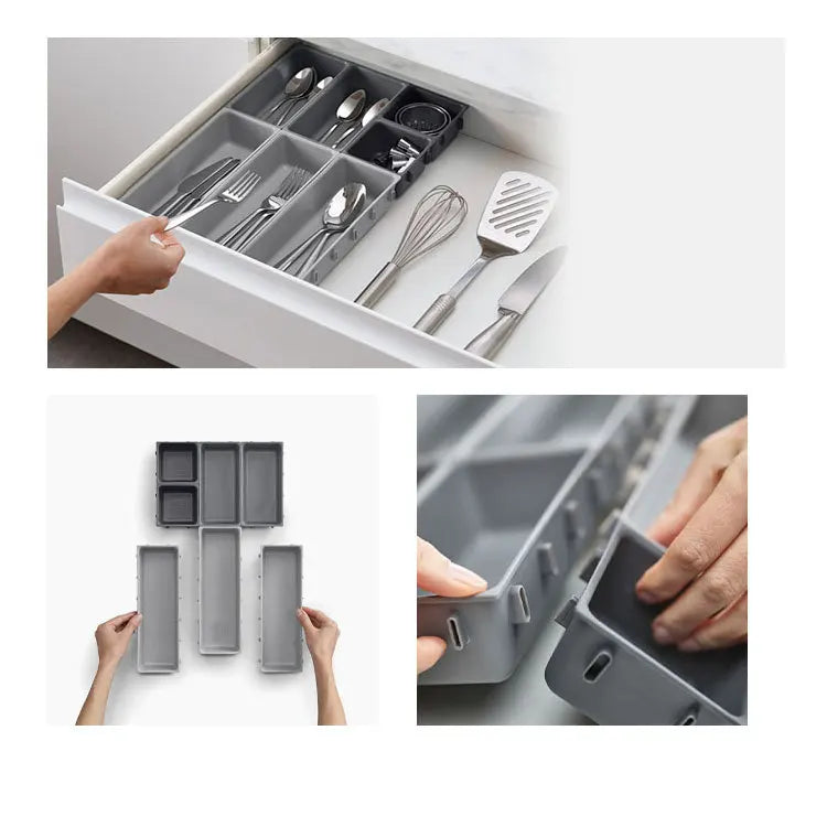 7pcs Drawer Kitchen Storage Box Cutlery Organizer Free Combination Separated Multifunction Sundries Stationery Desk Storage tray