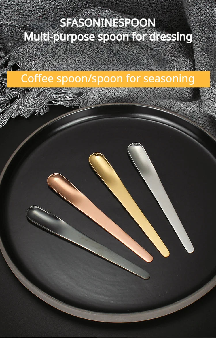 5PCS Coffee Spoon Stainless Steel Flat Spoon For Dessert Small Coffee Scoop Mixer Stirring Bar  Kitchen Tableware spoon