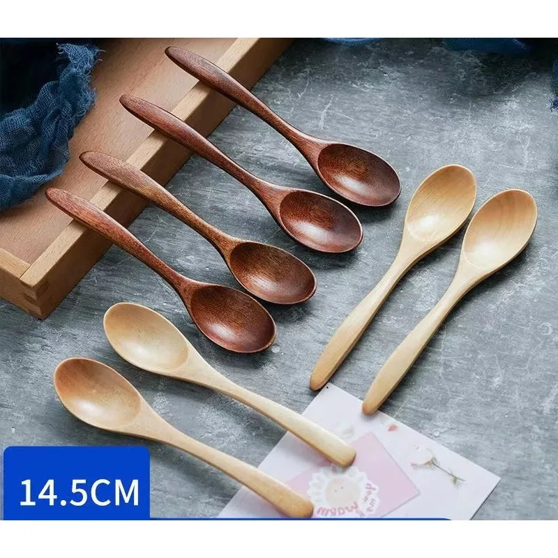 Wooden Spoon Wood Tableware Spoon Anti-Scald Tea Coffee Stirring Spoons Kitchen Cooking Utensil Tool Soup Teaspoon Cucharas 숟가락