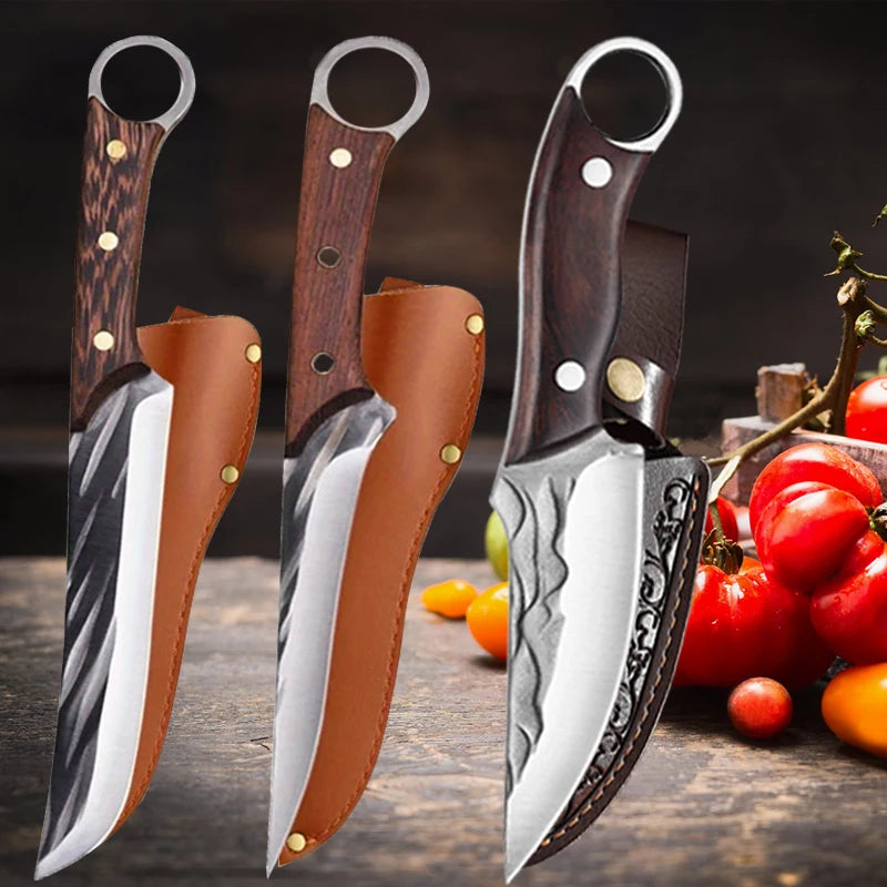 Cuchillo Deshuesador Forjado – Acero Inoxidable, Mango de Madera, Profesional