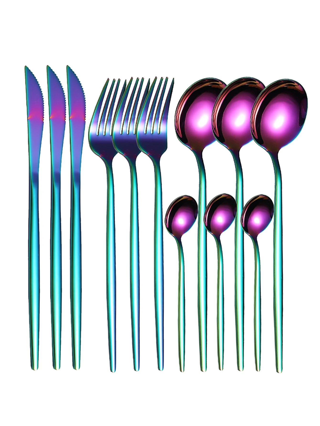 12pc Thin stainless steel cutlery set Portugal steak knife and fork dessert spoon coffee spoon