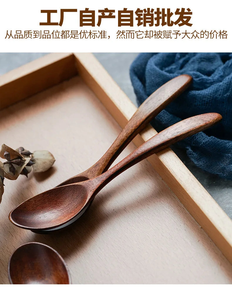 Wooden Spoon Wood Tableware Spoon Anti-Scald Tea Coffee Stirring Spoons Kitchen Cooking Utensil Tool Soup Teaspoon Cucharas 숟가락