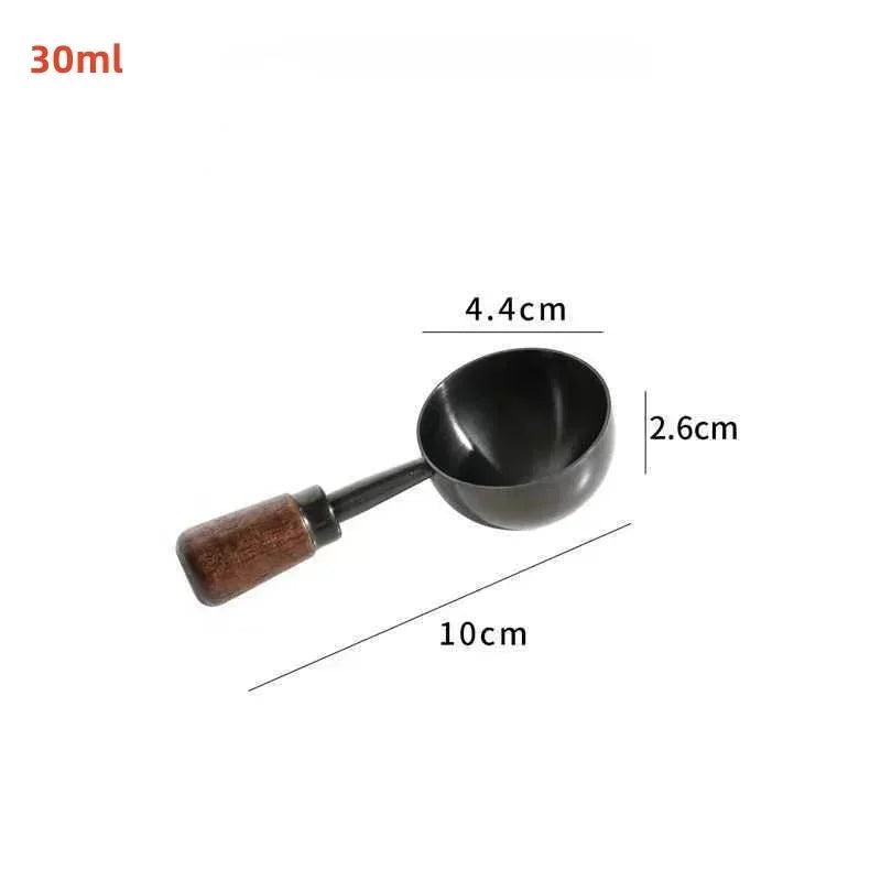 Stainless Steel Walnut Coffee Bean Measuring Spoons Household Tools High Profile Level Long Handle Coffee Powder Measuring Spoon