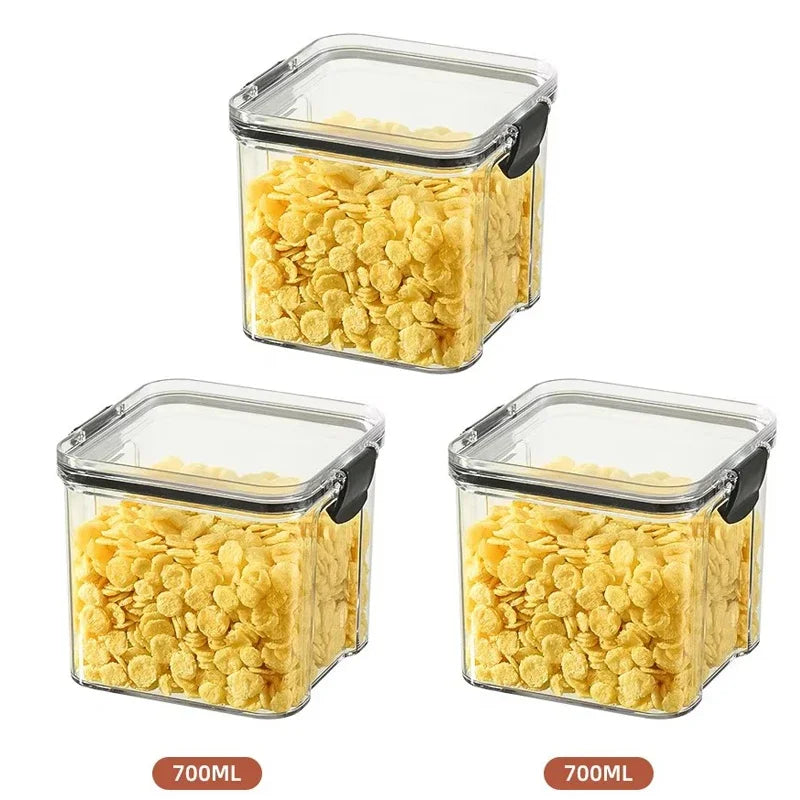 460-1800ml Sealed Jars Kitchen Grain Storage Organizer Large Tank Plastic Moisture-proof Storage Box Household Seasoning Jars