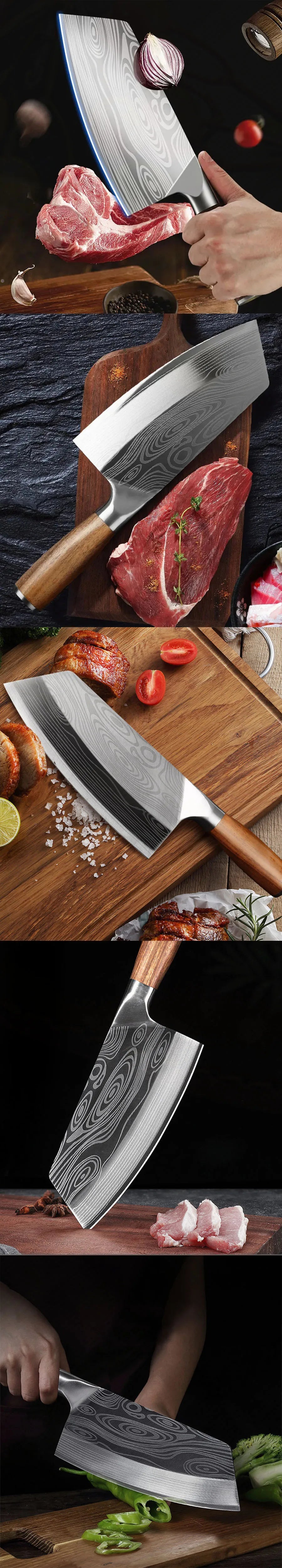 Cuchillo de Carnicero Profesional con Patrón Damasco Láser