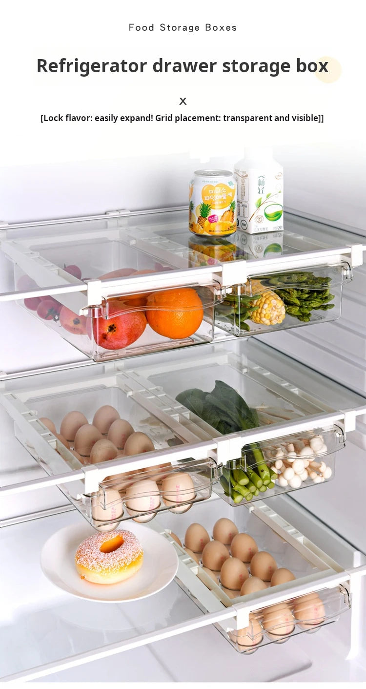 Refrigerator Egg Storage Box Drawer Style Food Fruit Egg Rack Egg Holder Household Plastic Fresh-keeping Box