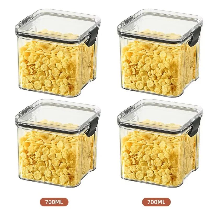 460-1800ml Sealed Jars Kitchen Grain Storage Organizer Large Tank Plastic Moisture-proof Storage Box Household Seasoning Jars