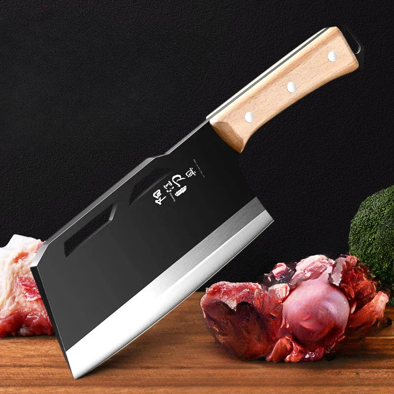 Cuchillo de Cocina de Acero Carbono – Alta Dureza, Rebanador y Picador Doble Uso