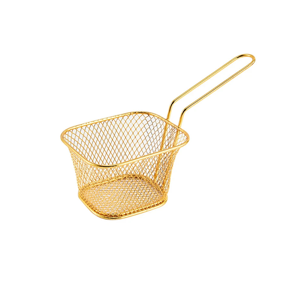 1PC Stainless Steel Frying Basket Multifunctional Mini French Fries Frying Basket Creative Square Oil Separated Frying Basket