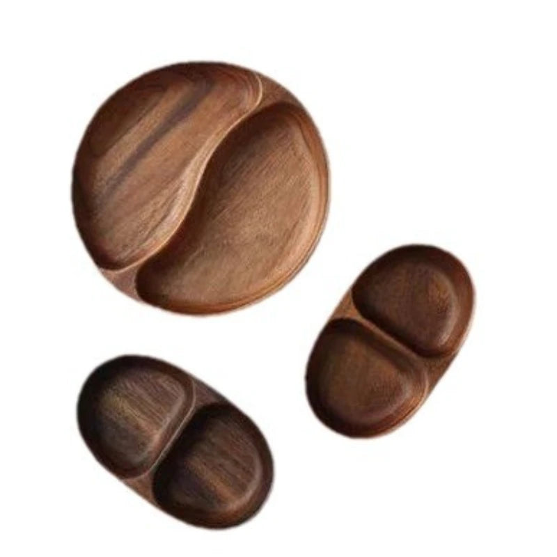 Acacia Wood Whole Wood Salad Bowl Dry Fruit Plate Fruit Snack Split Bowl Salad Boat Plate Walnut Fruit Plate Trays Decorative