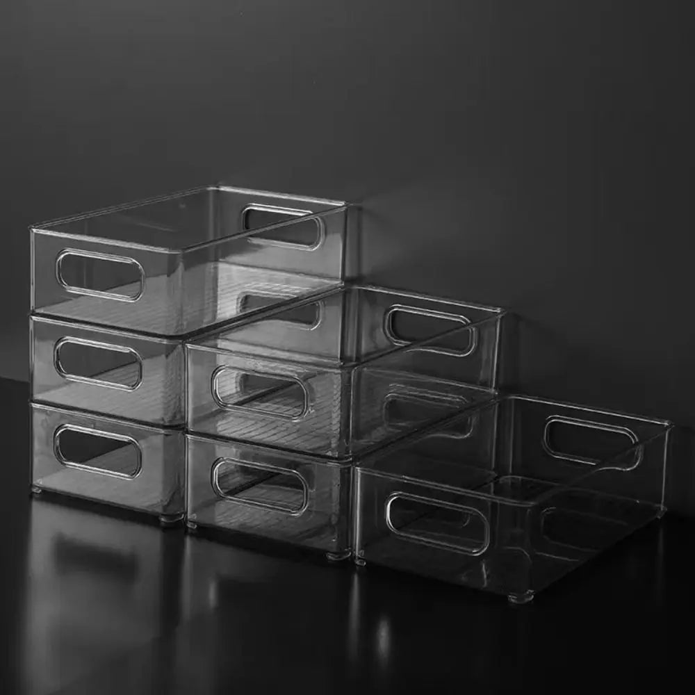 Drawer Organizer Bin Clear Stackable Fruit Food Jars Book Cosmetic Jewelry Storage Box Transparent Fridge Storage Bin Containers