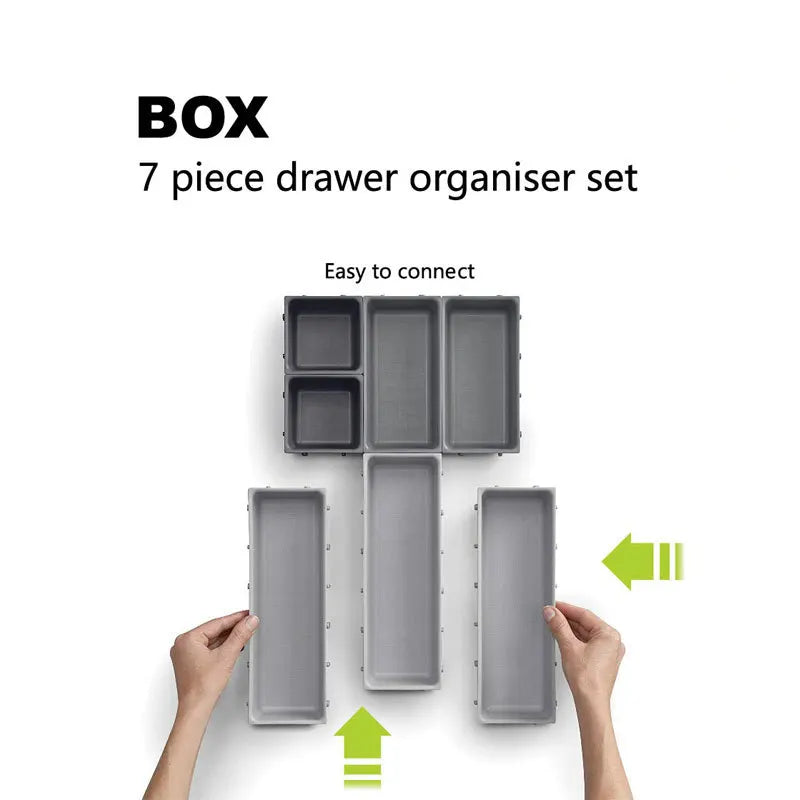 7pcs Drawer Kitchen Storage Box Cutlery Organizer Free Combination Separated Multifunction Sundries Stationery Desk Storage tray