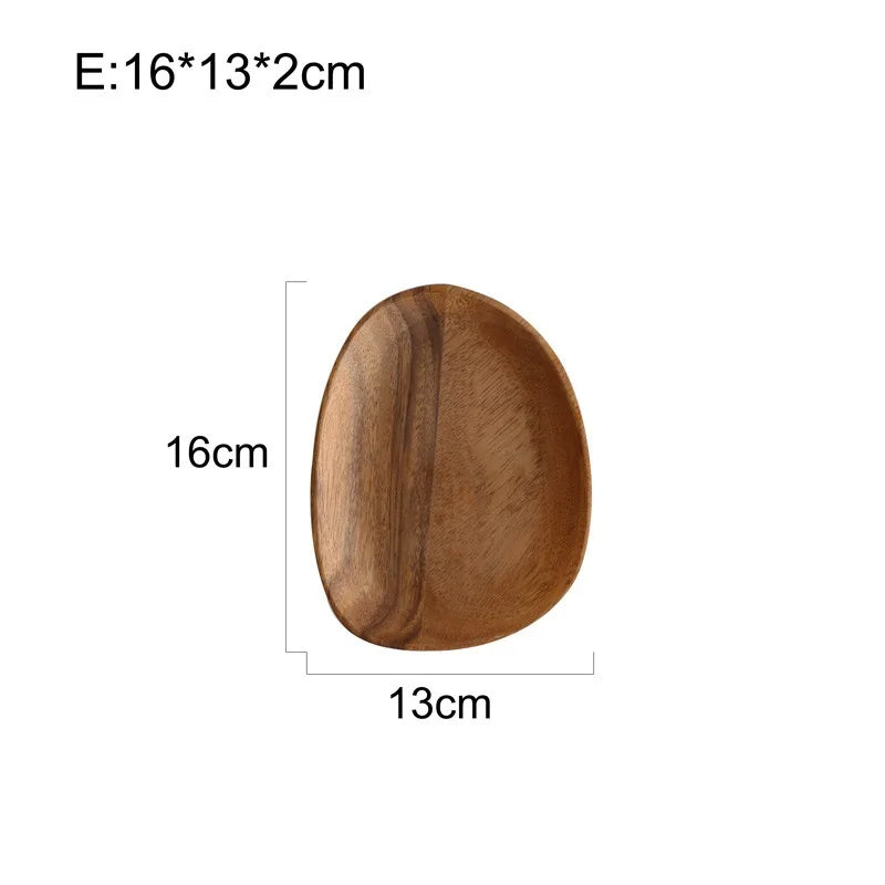 Solid Wood Dinner Plates Irregular Oval Serving Tray Fruit Dishes Dry Fruit Sushi Tea Tray Bread Wooden Plate Home Decoration