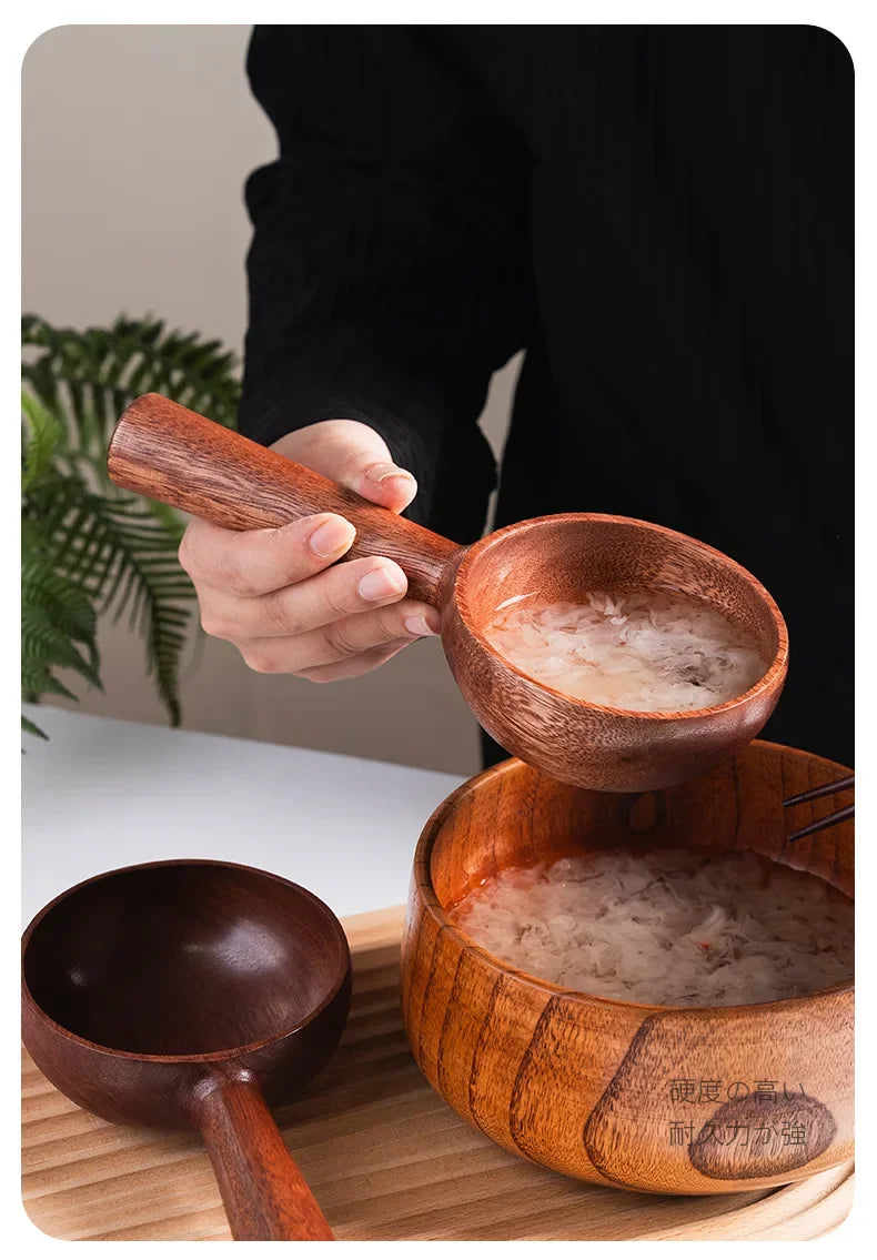 Japanese and Korean boki same spoon, eat broadcast tableware, wooden spoon, online celebrity ladle soup spoon cucharas cooking