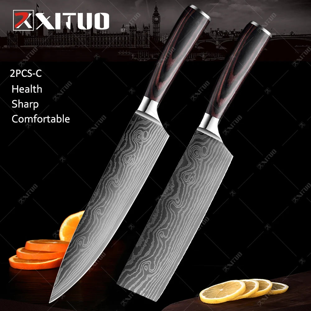 Juego de Cuchillos de Cocina de Alta Calidad – Santoku y Chef Japonés