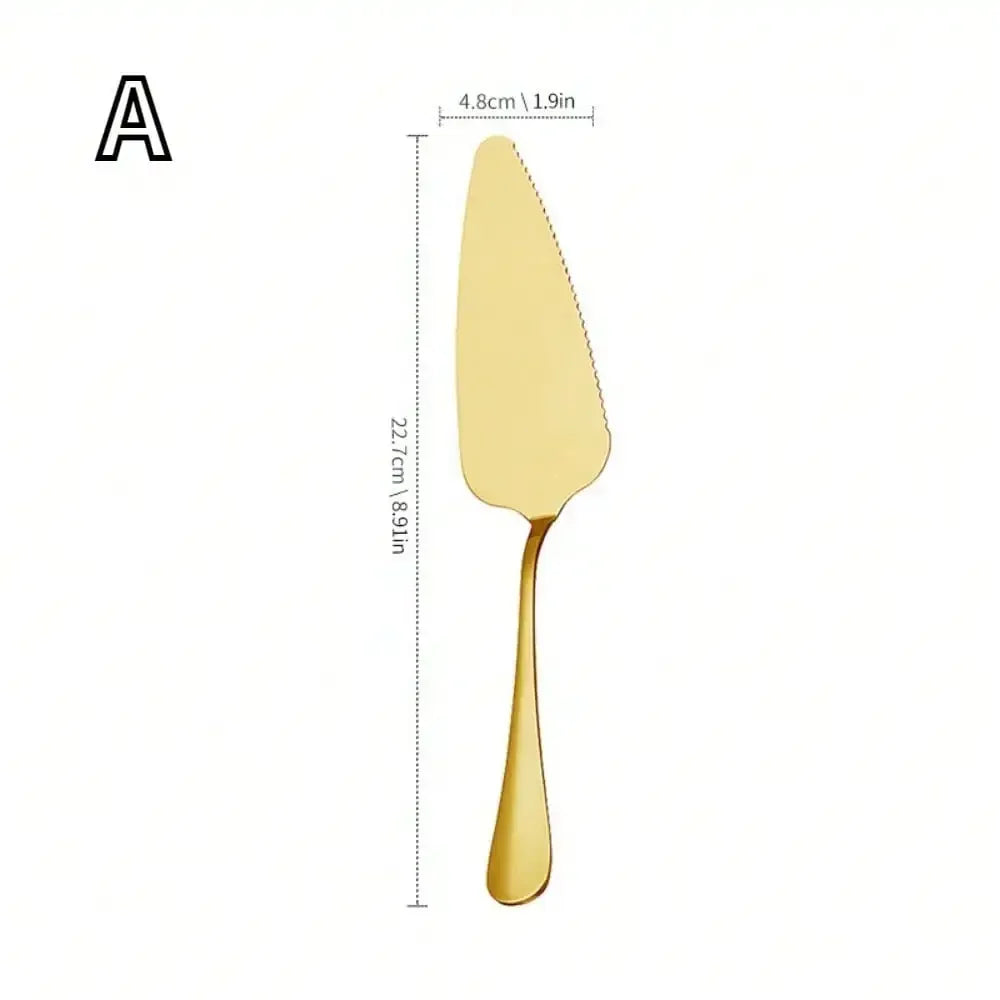 Stainless Steel Wedding Cake Cutter Gold Pizza Cutter Pastry Baking Tool Triangle Pizza Spatula Baking Cake Tool Cheese Spatula