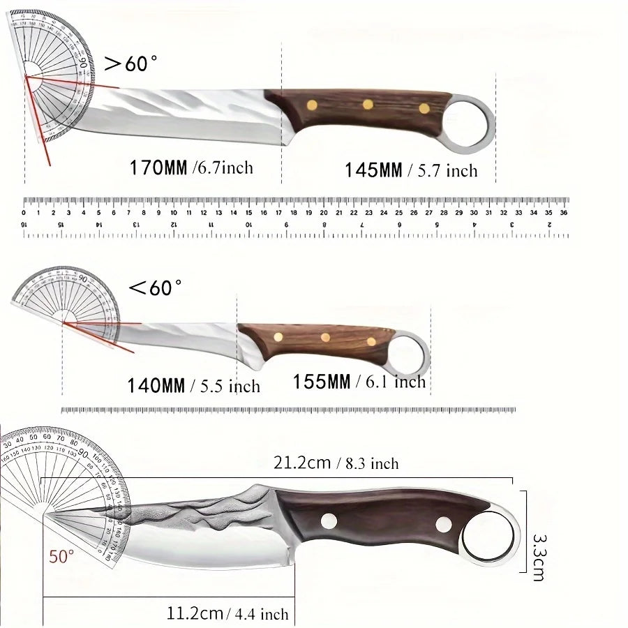 Cuchillo Deshuesador Forjado – Acero Inoxidable, Mango de Madera, Profesional