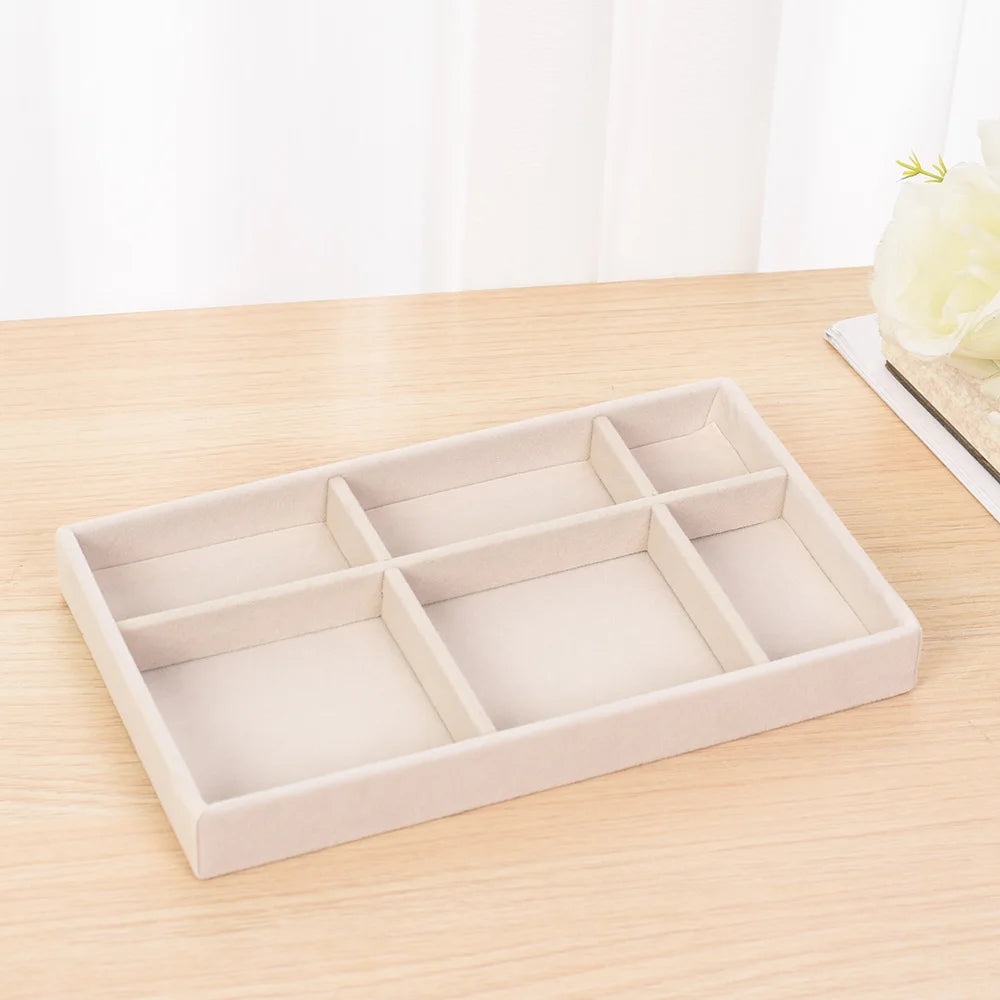 Velvet Jewelry Tray Display Case Portable Holder Earring Necklace Packaging Box Grey Beige Stackable Jewelry Organizer Boxes