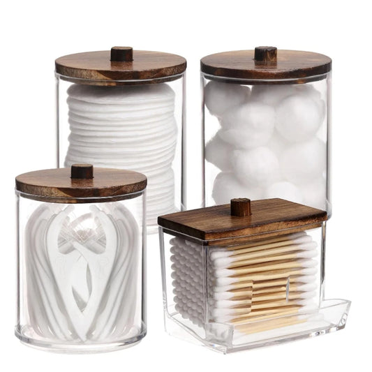 Acrylic swab Holders With Lid, Dust-proof Storage Jars for Swab, Jewelry, Powder Puffs, Beauty Eggs, Household Storage Box