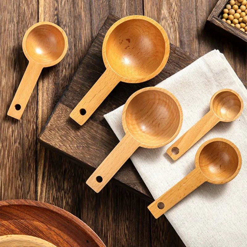 1Pc Mini Wooden Spoons Small Kitchen Spice Condiment Cooking Spoon Sugar Salt Coffee Scoop Salt Seasoning Honey Teaspoons Tool