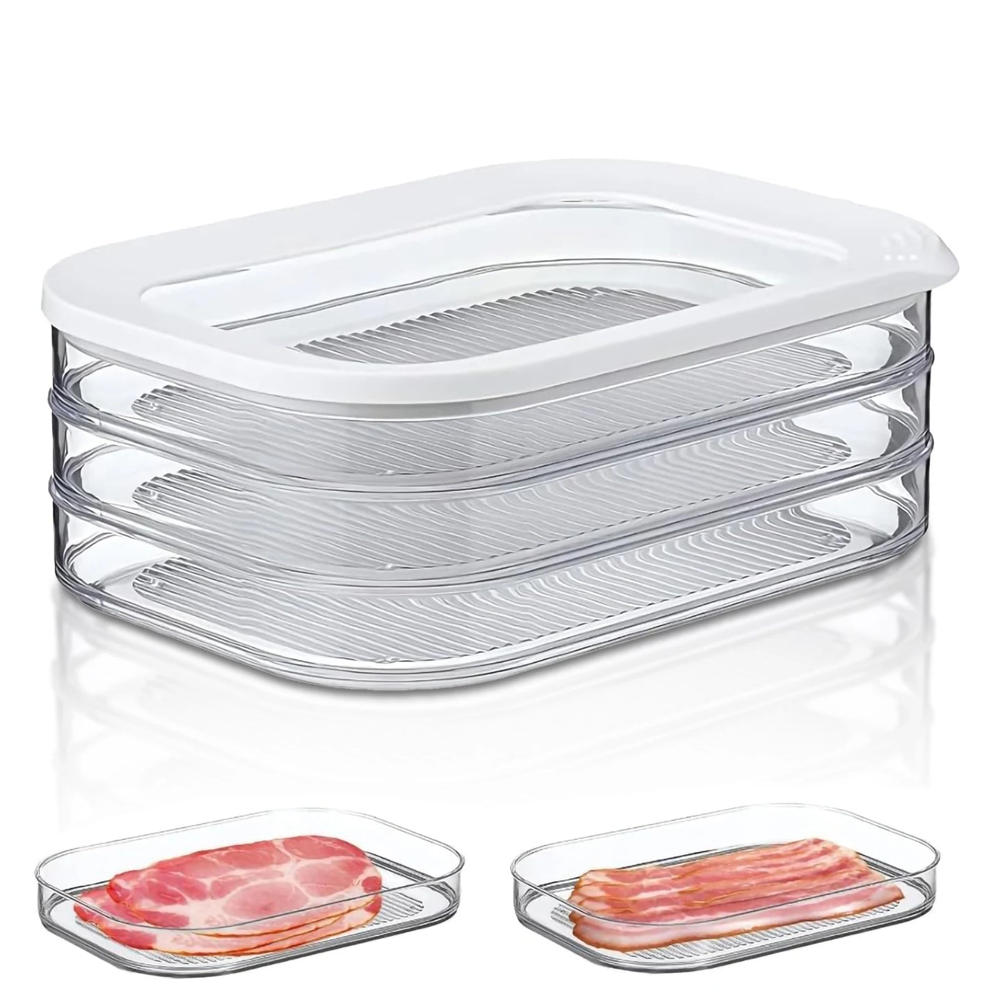 Refrigerated Crisper with Lid Leakproof Meat Container for Fridge Transparent Frozen Roast Meat Storage Box Kitchen Accessories